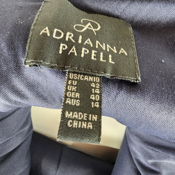 Adrianna Papell Sequin Cap Sleeve Sheath Dress Navy Size 10 Evening Sparkle - Picture 3 of 16